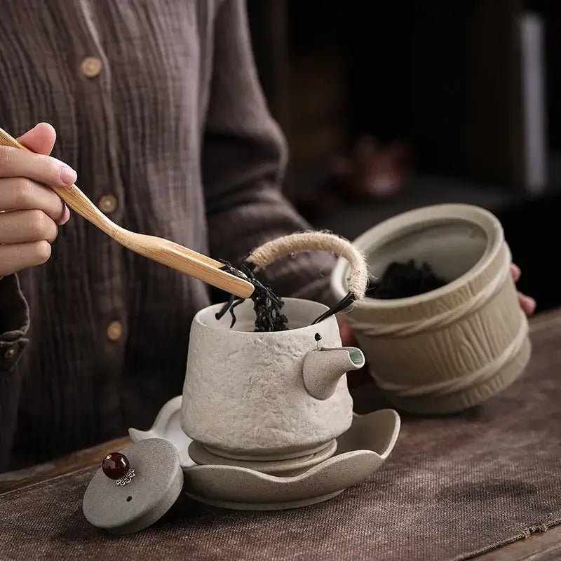 Japanese ceramic teapot with traditional pattern