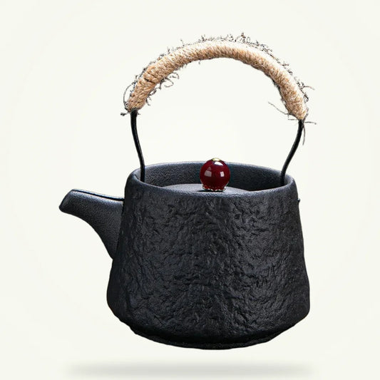 Japanese Ceramic Teapot with High Handle, product photo on a plain background