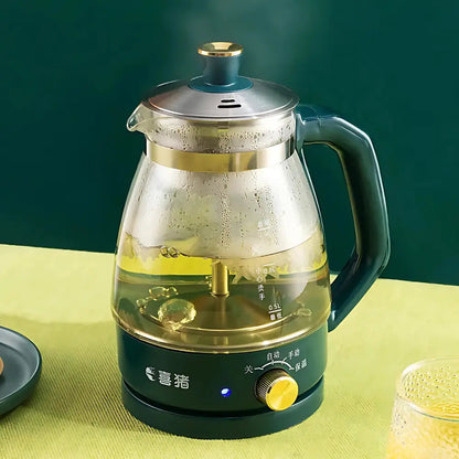 Green Japanese electric teapot with infuser, sage color variant