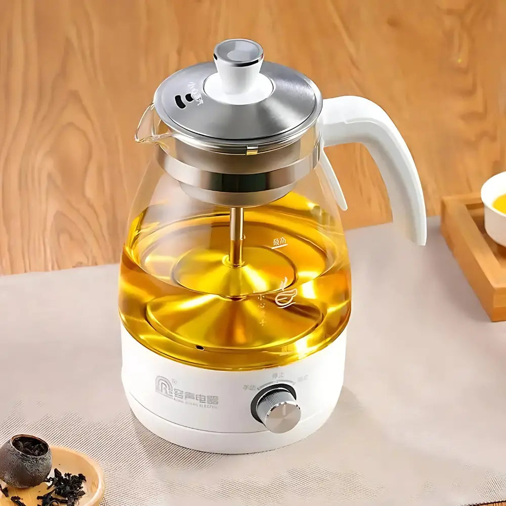White Japanese electric teapot with infuser, white color variant