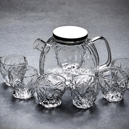 Large glass teapot with removable stainless steel infuser basket