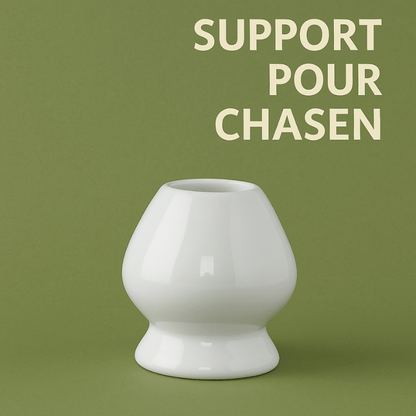 7-piece matcha set with ceramic kusenaoshi whisk holder and glass bowl