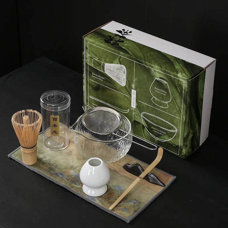 Ceramic whisk holder and bamboo scoop from Japanese matcha 7-piece set