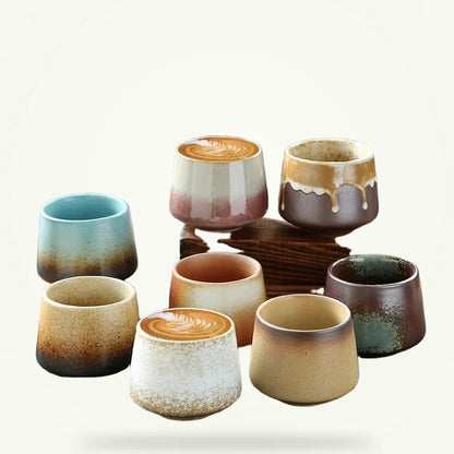 Japanese Raku Pottery Tea Cup, product photo on a plain background