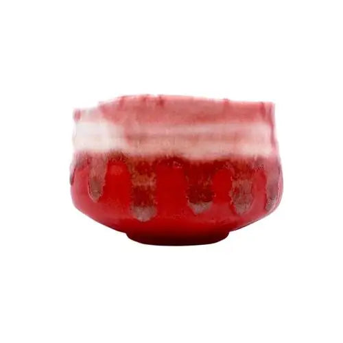 Handcrafted red chawan tea bowl