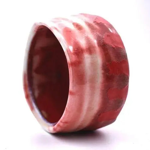 Side profile of Japanese red tea bowl