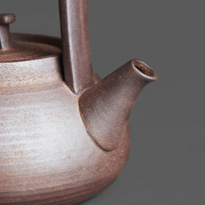 Japanese Stoneware Teapot with Rattan Handle - view 2
