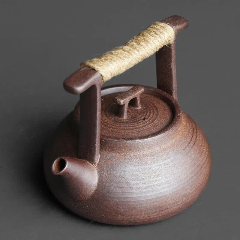 Japanese Stoneware Teapot with Rattan Handle - view 3
