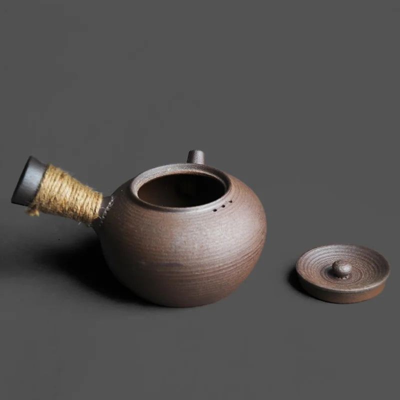 Japanese Stoneware Teapot with Rattan Handle - view 5