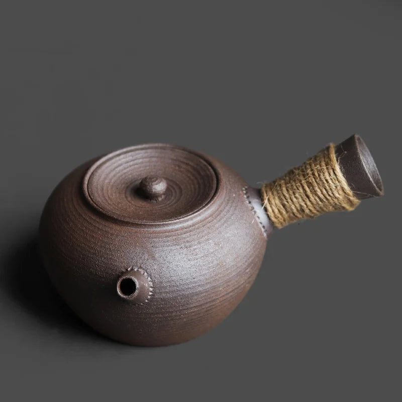 Japanese Stoneware Teapot with Rattan Handle - view 7