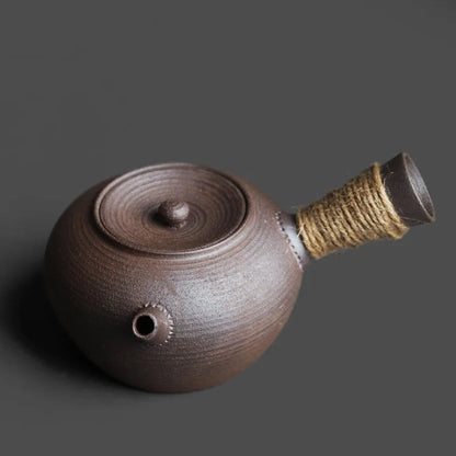Japanese Stoneware Teapot with Rattan Handle - view 7