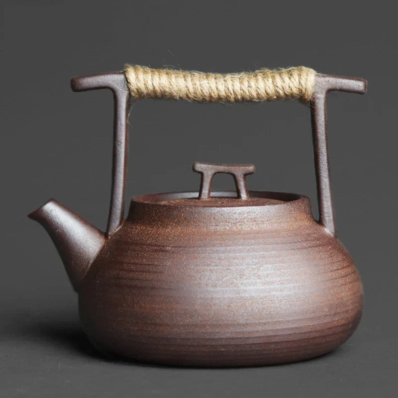 Japanese Stoneware Teapot with Rattan Handle - view 8