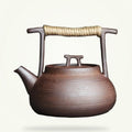 Japanese Stoneware Teapot with Rattan Handle