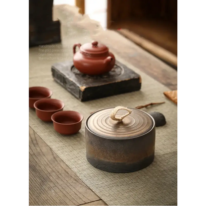 Japanese tea canister with lid closed