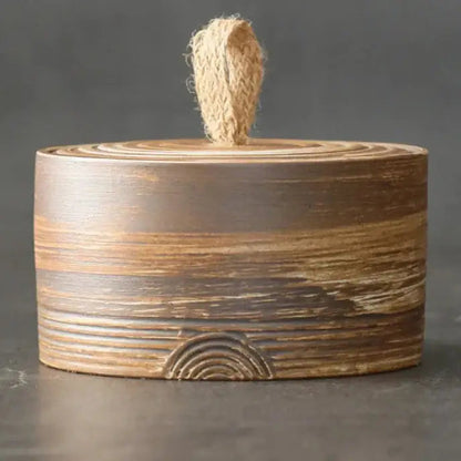 Natural wood Japanese tea canister 12.9 cm height loose leaf storage