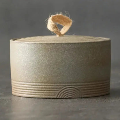 Beige sand Japanese ceramic tea canister matcha storage jar
