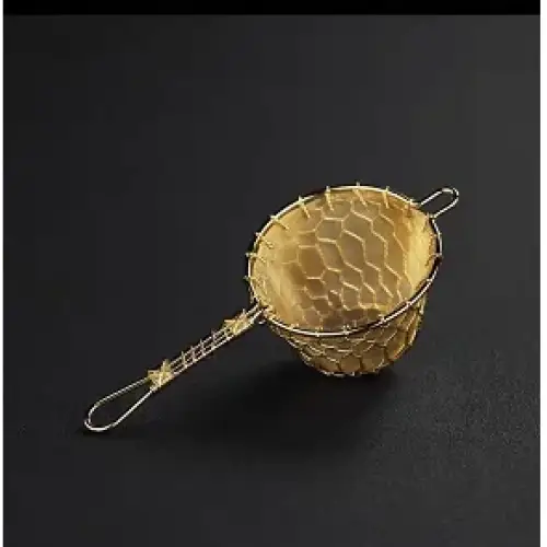 Oval Japanese tea strainer copper