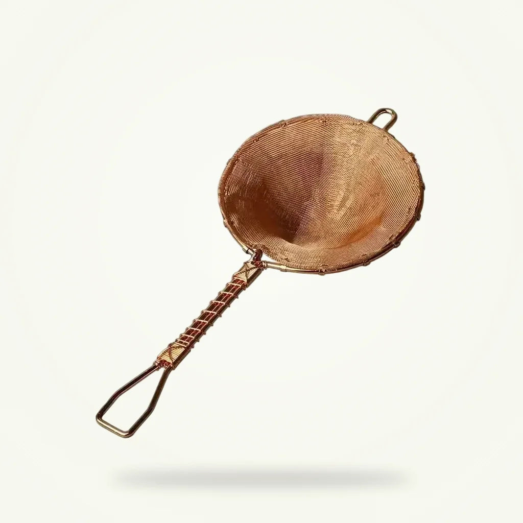 Japanese Tea Strainer, Fine Mesh Copper Infuser for Loose Leaf Tea, product photo on a plain background