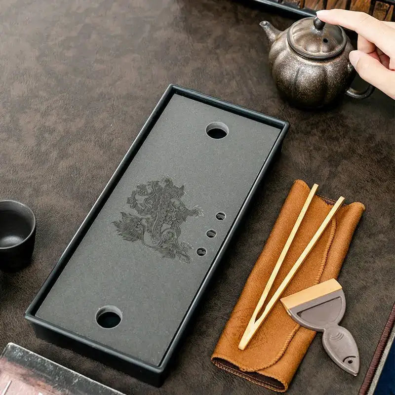 Japanese tea tray 27x12x3cm with wooden texture and drainage holes
