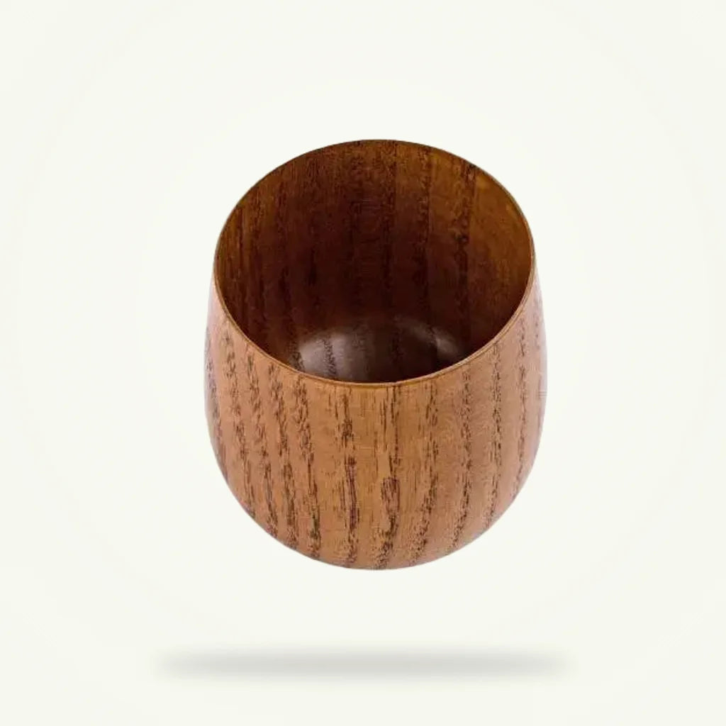 Japanese Wooden Tea Cup Set of 2, Handcrafted Jujube Wood, product photo on a plain background