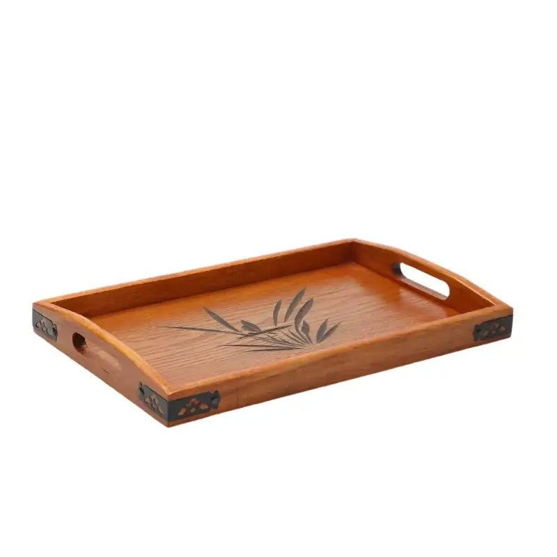 Large wooden tea tray 36x23 cm with tea set