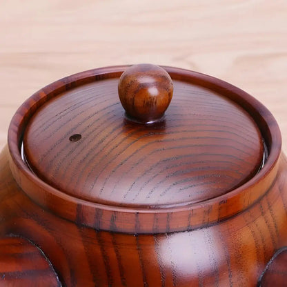 Jujube wood kyusu teapot with fitted lid closed