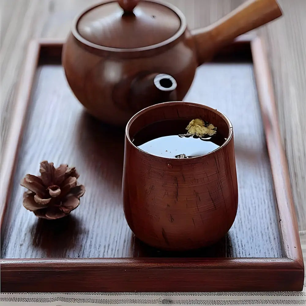 Set of jujube wood kyusu teapots in natural wood tones
