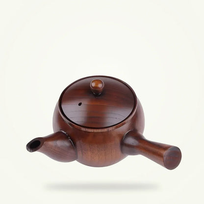 Jujube Wood Kyusu Teapot, 12 oz Side-Handle Japanese Tea Brewer, product photo on a plain background