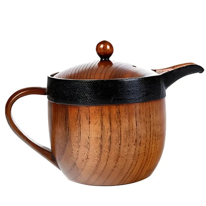 Eco-friendly jujube wood teapot on a natural wood surface