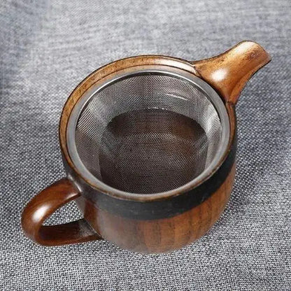 Jujube wood teapot with built-in loose-leaf tea filter shown