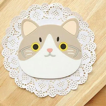 Beige silicone cat coaster for mug