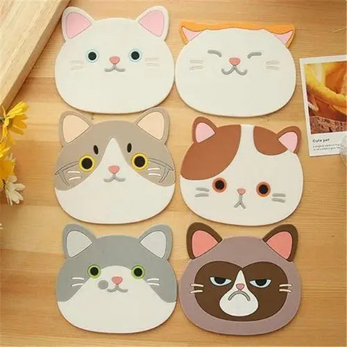 Kawaii cat coasters display on table