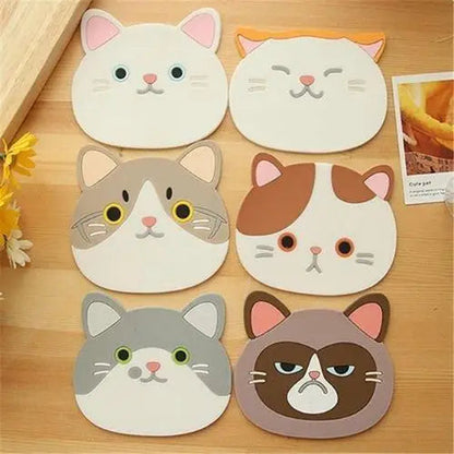 Kawaii cat coasters display on table