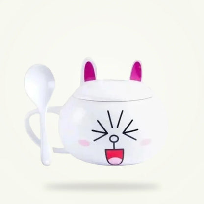 Kawaii Rabbit Teapot with Lid and Spoon - 600ml Porcelain Tea Pot, product photo on a plain background