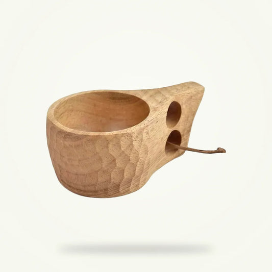 Kuksa Wooden Tea Cup, Handcrafted Birch Wood Mug, product photo on a plain background