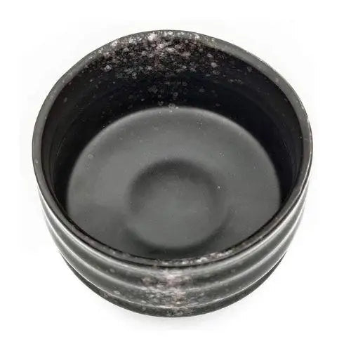 Inside view of large black chawan bowl