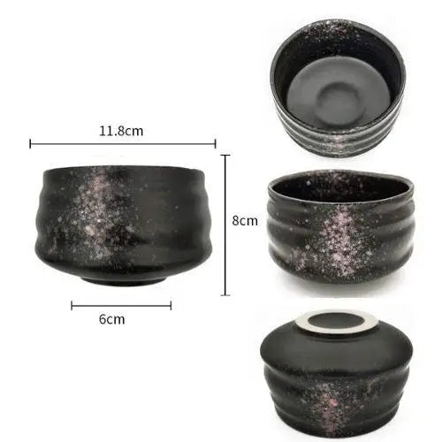 Large black chawan bowl size comparison