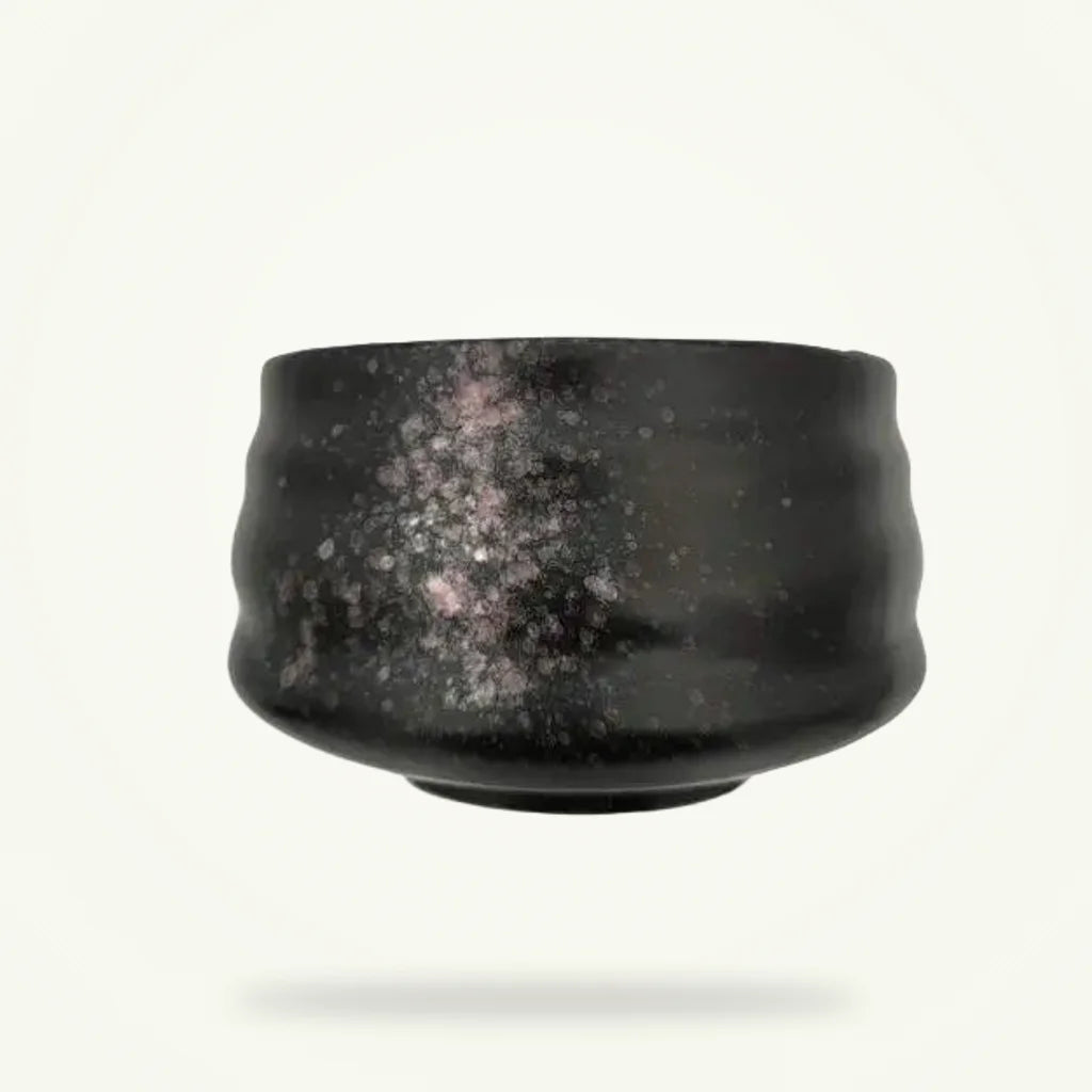 Large Black Chawan Matcha Bowl 550ml - Handcrafted Japanese Ceramic, product photo on a plain background