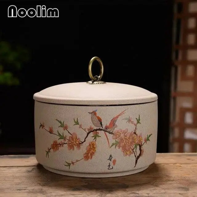 Large ceramic tea canister in color B, side view