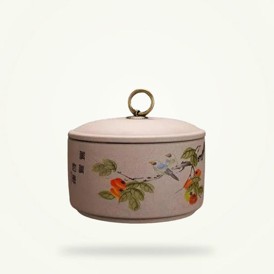 Large Ceramic Tea Canister with Lid, product photo on a plain background