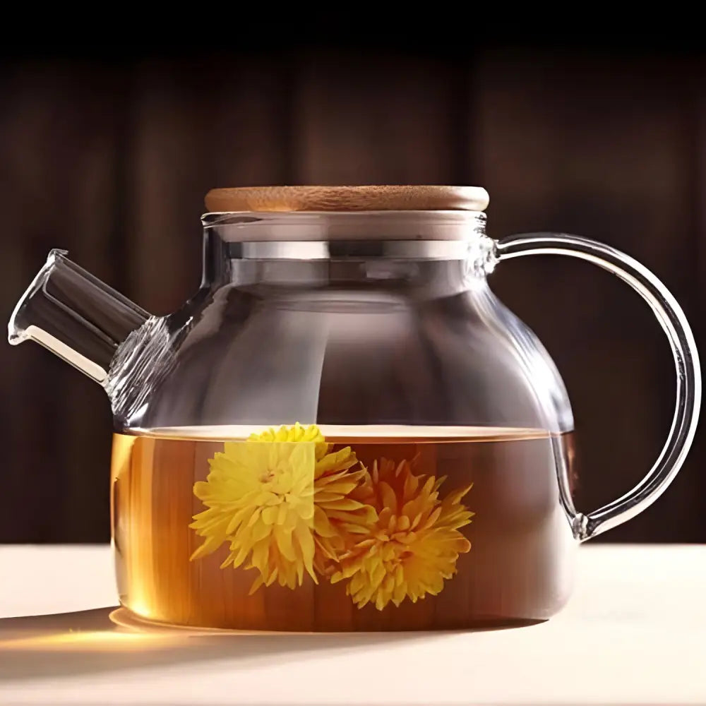34 oz borosilicate glass teapot with removable infuser basket