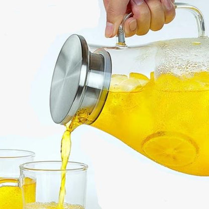 2.5L glass teapot filled with iced tea, lemon slices, and fresh mint
