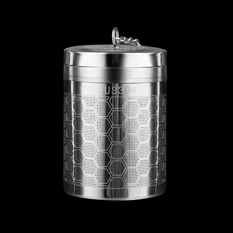 Open tea infuser showing large capacity for loose tea leaves