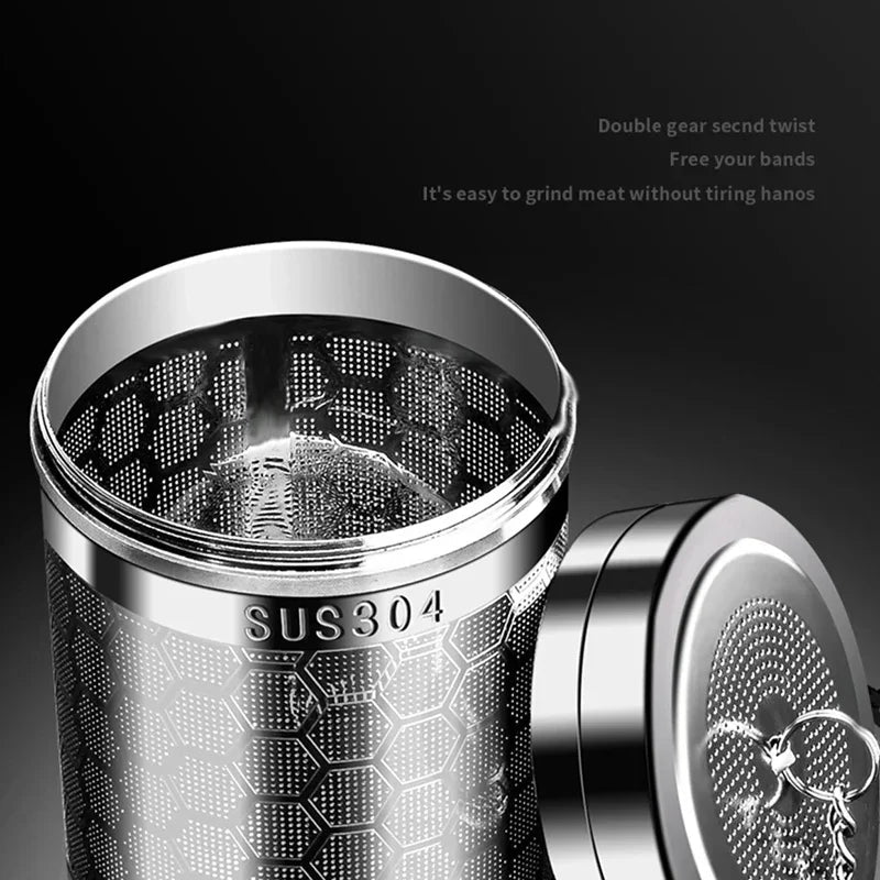 Stainless steel tea infuser filled with loose leaf green tea