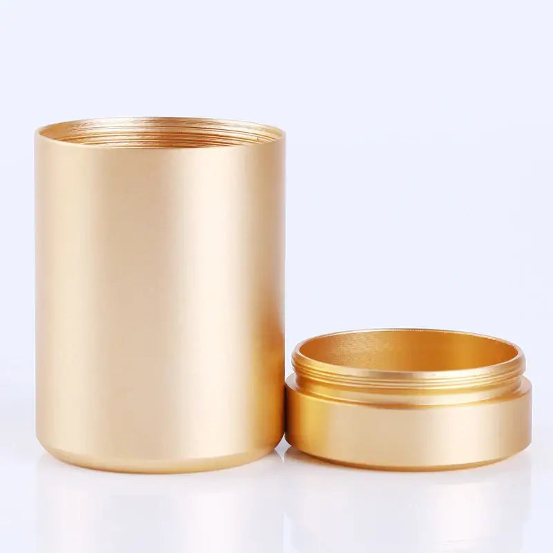 Gold finish stainless steel tea tin canister for loose leaf tea storage