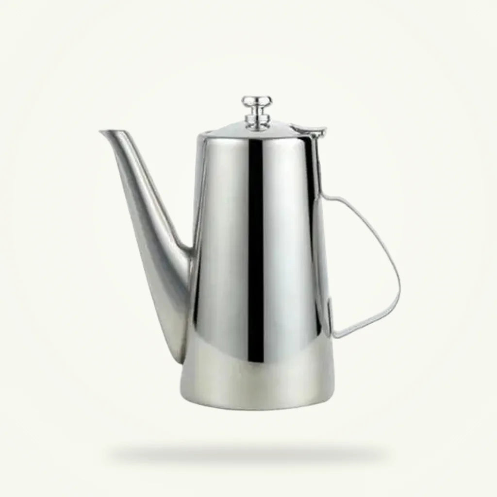 Large Stainless Steel Teapot 2-Liter, Granny Lulu, product photo on a plain background