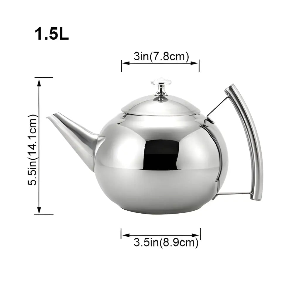 1.5 liter large stainless steel teapot for family loose-leaf brewing