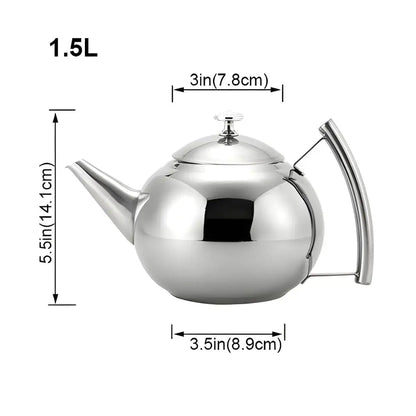 1.5 liter large stainless steel teapot for family loose-leaf brewing