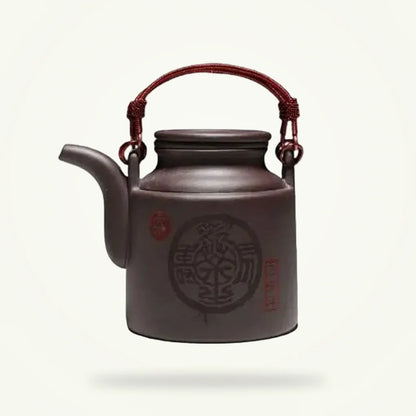 Large Yixing clay teapot 30 oz handcrafted Zisha pot on plain background