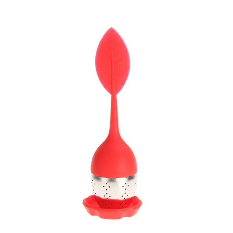 leaf-tea-infuser-with-silicone-handle Red